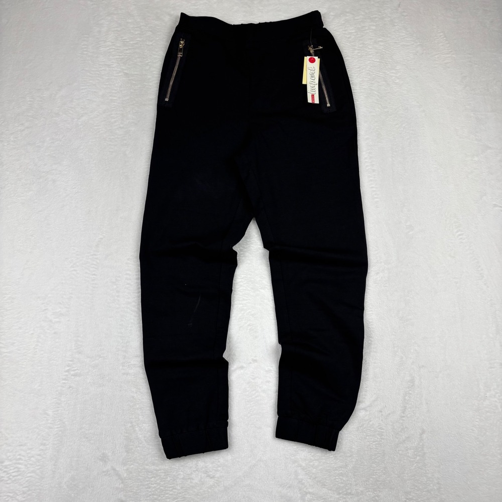 Bench Import Womens Black Jogger Workout sportswear Gold Zipper Pockets CB4-4